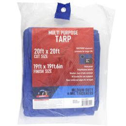 3 Bulk Tarp 19x19.6 Blue 4mil Weather Resistant In Pdq