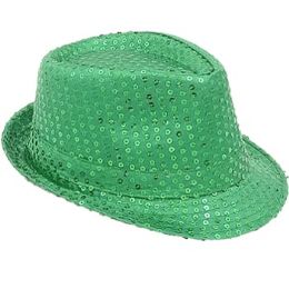 12 Bulk Stunning Sparkling Green Sequin Trilby Fedora Hat