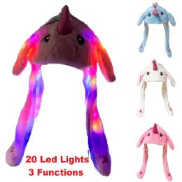 12 Bulk Plush Hat With Flapping Ears & 20 Led