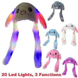 12 Bulk Plush Hat With Flapping Ears & 20 Led Lights