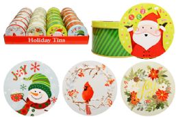12 Bulk Christmas Round Tin Bucket