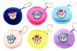 24 Bulk Princess Bear Plush Coin Purse