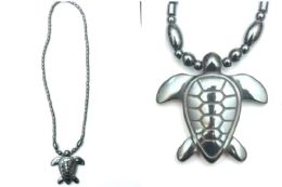 60 Bulk 21" Turtle Hematite Necklace