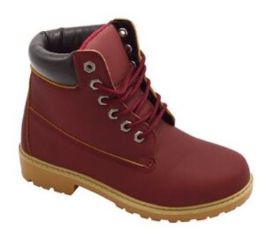 12 Bulk Women Work Ankle Boots Comfortable Lightweight Color Wine Size 6-11