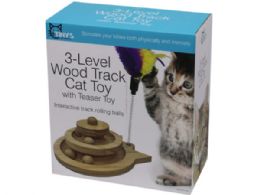 6 Bulk ThreE-Level Wood Track Cat Toy With Teaser Toy