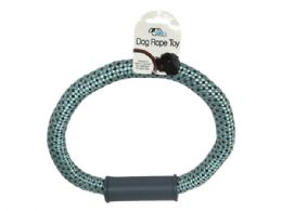 24 Bulk 9.5 In Jumbo Round Rope Pet Pull Toy With Plastic Handle