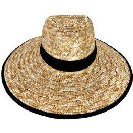 12 Bulk Summer Hats for Men with Black Band - Black Borders