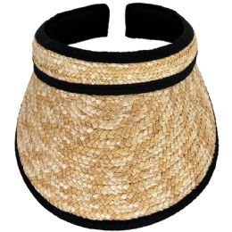 12 Bulk Sun Visor Hat with Black Band & Border