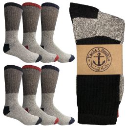96 Bulk Yacht & Smith Men's Cotton Assorted Thermal Socks Size 10-13