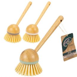 48 Bulk Fresh Start Bamboo Long Handle Scrub Brush