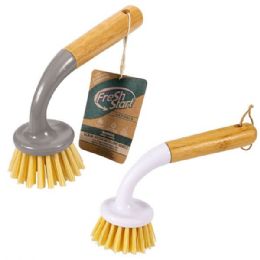 48 Bulk Fresh Start Bamboo Long Handle Scrub Brush