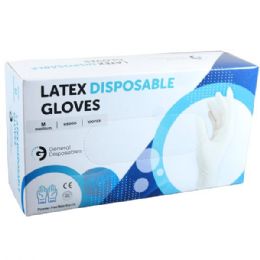 10 Bulk General Disposables Latex Gloves 100Count White MEDIUM