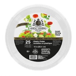 24 Bulk Ideal Dining Plastic Plate 10in White 25CT