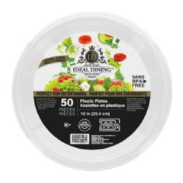 12 Bulk Ideal Dining Plastic Plate 10in White 50CT