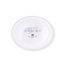 12 Bulk Elegance Bowl 5oz White + 2 Line Stamp Silver