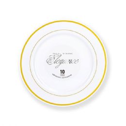 12 Bulk Elegance Plate 6.25in White + 2 Lines Stamp Gold