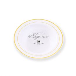 12 Bulk Elegance Bowl 5oz White + 2 Line Stamp Gold