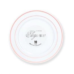 12 Bulk Elegance Plate 6.25in White + 2 Lines Stamp Rose Gold