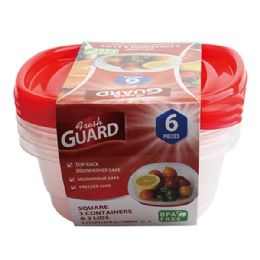 24 Bulk Fresh Guard Storage Container Red Square 33.81oz 6PK DISC
