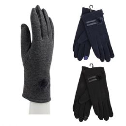 144 Bulk Thermaxxx Ladies Fashion Gloves w/ Touch Ball 2 Stripes