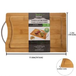 12 Bulk Ideal Kitchen Bamboo Cutting Board w/ handle S