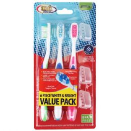 48 Bulk Oral Fusion Toothbrush 6PK White & Bright Med