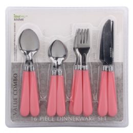 24 Bulk Ideal Kitchen 16PK Dinnerware Set Pink