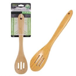 24 Bulk Ideal Kitchen Premium Bamboo Slotted Spoon