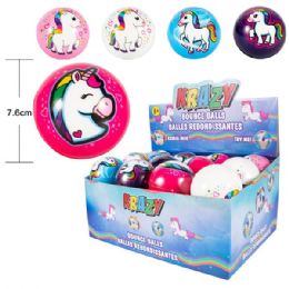 144 Bulk Krazy Super High Bounce Ball 7.6cm Unicorn