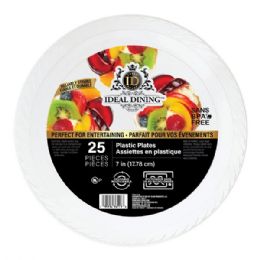 24 Bulk Ideal Dining Plastic Plate 7in White 25CT