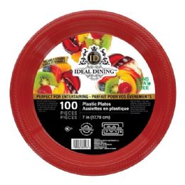 4 Bulk Ideal Dining Plastic Plate 7in Red 100CT