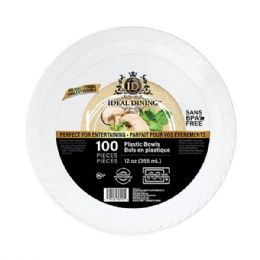 4 Bulk Ideal Dining Plastic Bowl 12oz White 100CT