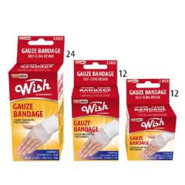 48 Bulk Wish Bandage Gauze Assorted Sizes