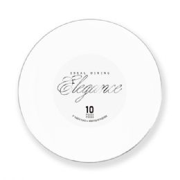 12 Bulk Elegance Plate 9in White + Rim Stamp Silver