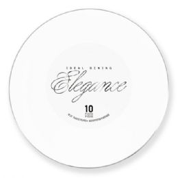 12 Bulk Elegance Plate 10.25in White + Rim Stamp Silver