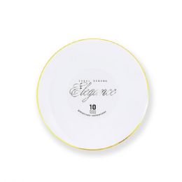 12 Bulk Elegance Plate 6.3in White +  Rim Stamp Gold