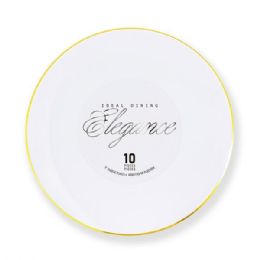 12 Bulk Elegance Plate 9in White + Rim Stamp Gold