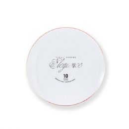 12 Bulk Elegance Plate 6.3in White + Rim Stamp Rose Gold