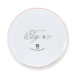 12 Bulk Elegance Plate 9in White + Rim Stamp Rose Gold