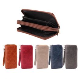 144 Bulk CC Wallet Dual Zipper Leather