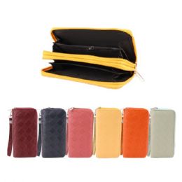 144 Bulk CC Wallet Dual Zipper Weave