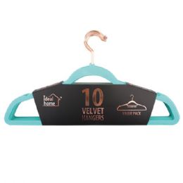 12 Bulk Ideal Home Velvet Hanger 10PK Teal Rose Gold