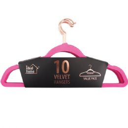 12 Bulk Ideal Home Velvet Hanger 10PK Pink Rose Gold