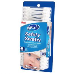 48 Bulk Wish Cotton Swabs 100CT Safety Plastic Stick