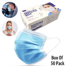 2000 Bulk Disposable Face Mask 50PK Blue