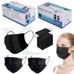 40 Bulk Disposable Face Mask 50PK Black