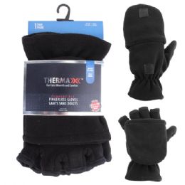 72 Bulk Thermaxxx Winter Fleece Glove Fingerless w/ Cuff