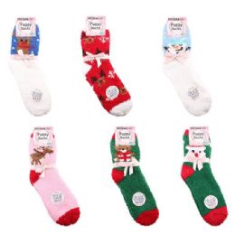 144 Bulk Thermaxxx Winter Socks Fuzzy HD Xmas