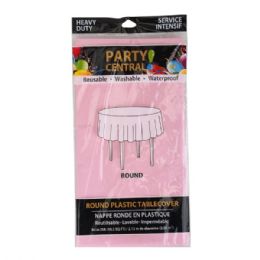 24 Bulk Table Cloth Round Pink 84In