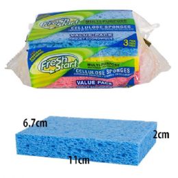48 Bulk Fresh Start Cellulose Sponge 3Pack